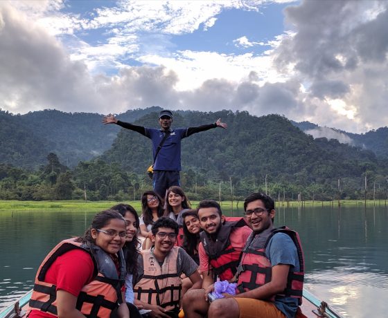 Travelers rafting i n thailand